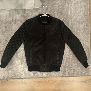 Balmain Black Quilted Sleeve Bomber Men Jacket